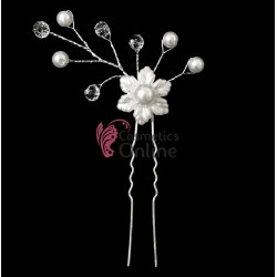 Ac metalic pentru par ACM038 Floare cu Strasuri si perle